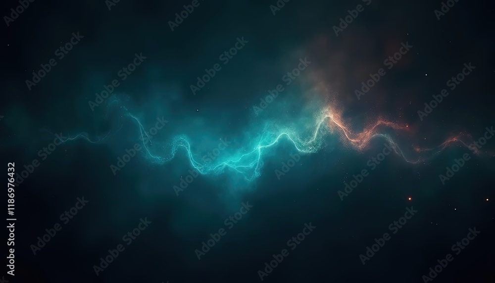 Poster abstract neon light waves and particles glowing on a dark background