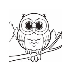 owl sitting on branch with white background