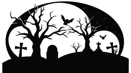 Creepy Graveyard at Midnight