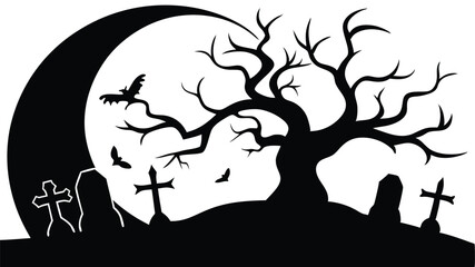 Creepy Graveyard at Midnight