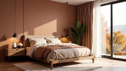 Modern interior design with Pantone 2025 Colour of the Year Mocha Mousse	
