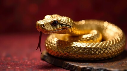 Fototapeta premium Chinese new year 2025, Year of the snake. Gold snake, Copy space for text