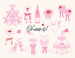 Cheers collection of coquette drinks and cocktails