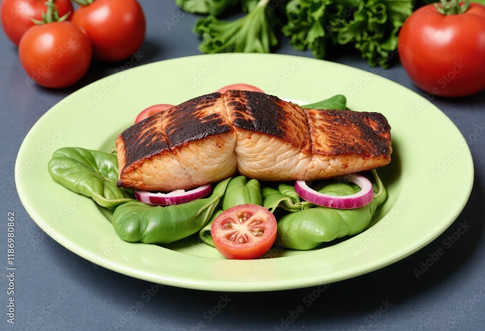 Canvas Prints grilled salmon with vegetables