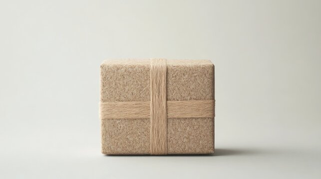 A Simple Brown Gift Box Tied with Jute Twine