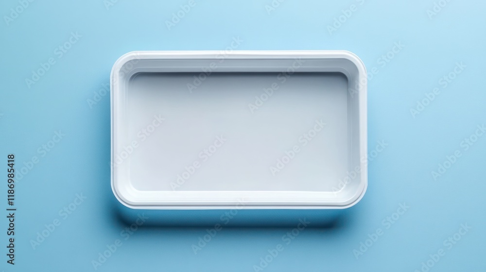 Poster empty white rectangular container on light blue background