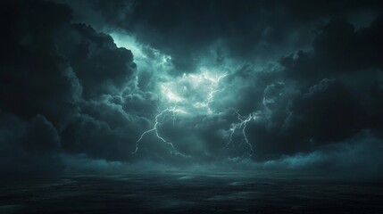 Intense thunderstorm over vast plain with dramatic lightning display.