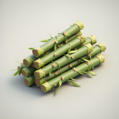  Stack of Green Bamboo Stalks