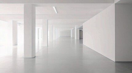Minimalist Open Space with White Walls and Clear Floor Design