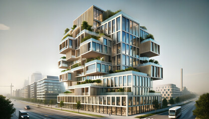 Modern Building with Greenery
