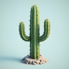 Tall Cactus Plant on Desert Rock