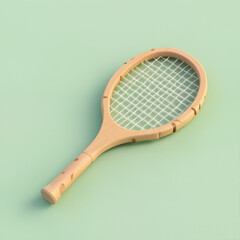 Wooden Tennis Racket on Green