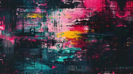 An abstract artwork featuring vibrant colors and dynamic brushstrokes creating a sense of movement.