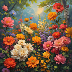  Colorful Flower Field in Woods