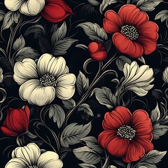 Stylish Flowers Pattern in Timeless Vintage Design - Seamless Artwork