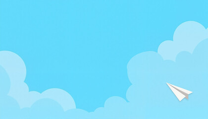 Paper airplane soaring through bright blue sky, freedom and creativity, National Paper Airplane Day