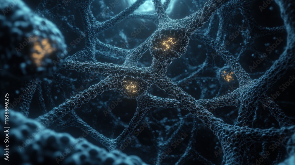 Leinwandbilder Detailed 3D visualization of a virus structure showing intricate design of capsid and RNA strands with glowing molecular details. Generative AI