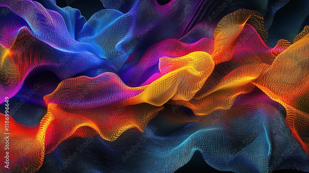 Poster vibrant abstract technology mesh of particles and lines in motion