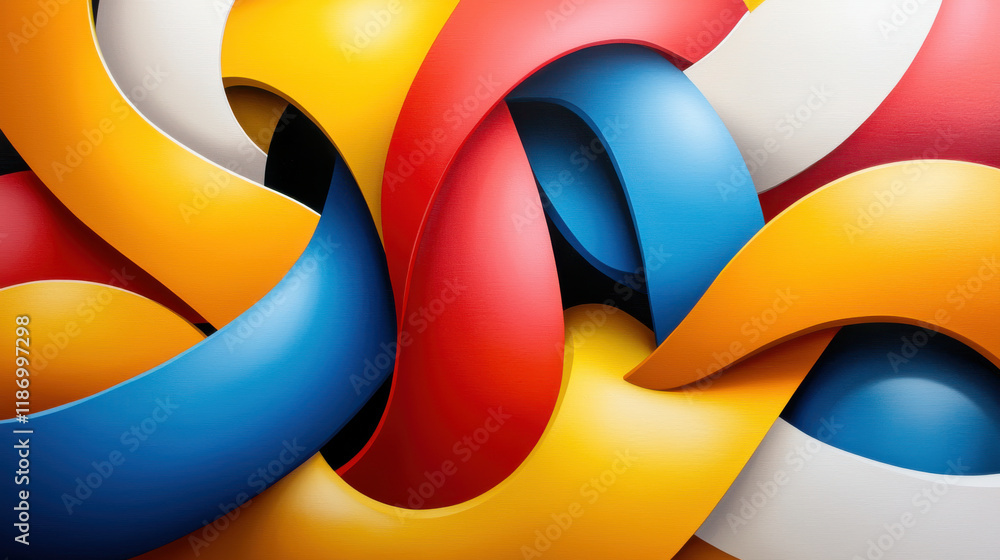 Poster Bold and modern abstract design featuring vibrant colors and dynamic shapes. intertwining forms create sense of movement and energy, perfect for contemporary decor