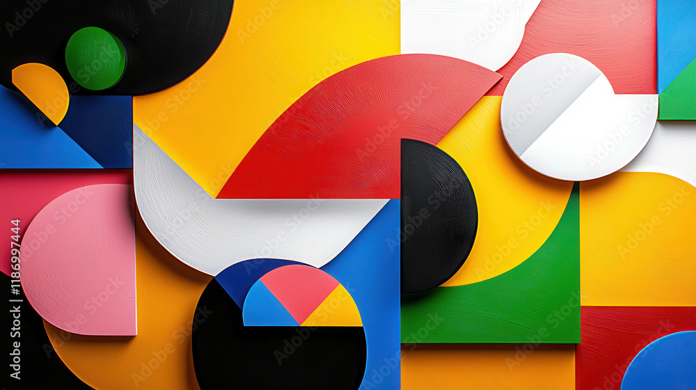 Aufkleber bold and vibrant abstract forms featuring geometric shapes and colors. this artwork showcases dynami