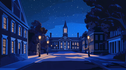 Colonial architecture, notable places, historic buildings, flat design illustration. Nightblaze. Illustration