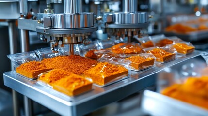 Automated Packaging Of Orange Spice Powder