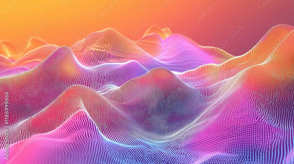Poster colorful 3d interactive graph displaying interconnected data lines