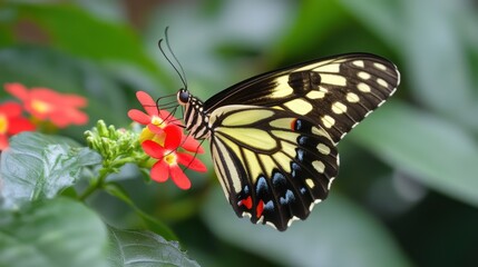 Naklejka premium Colorful Butterfly on Flower in Natural Habitat