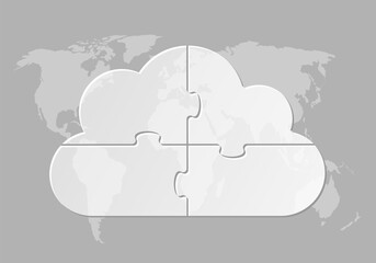 Diagram infographic for 4 steps, cloud puzzle