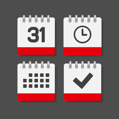 Icon page calendar - 31 day, agenda, check, timer