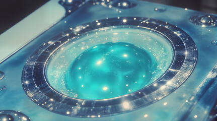 Abstract Blue Glowing Orb in Device