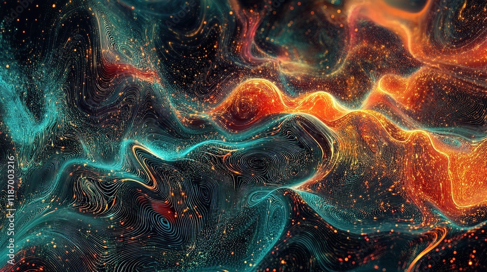 Poster flowing patterns of machine learning algorithms in colorful visualization