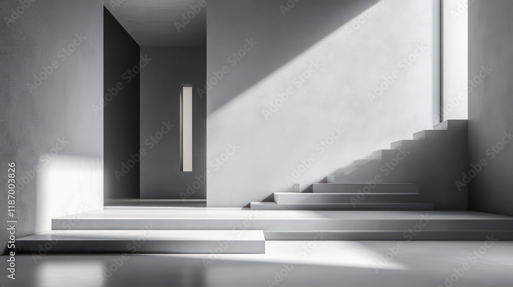 Poster minimalistic gray interior with contrasting light showcasing geometric shapes ideal for product disp