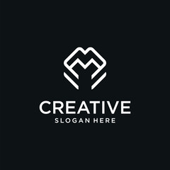 Collection of M letter logos. M logo with technology concept for brands.