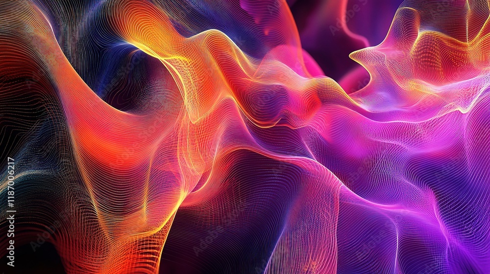 Poster dynamic 3d flowchart visualization with colorful lines and patterns