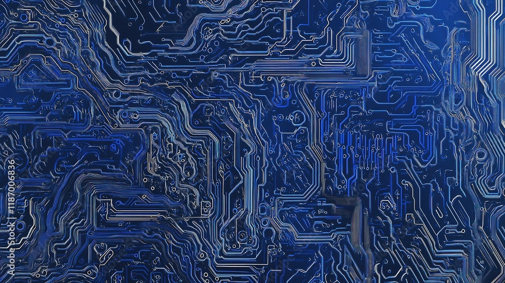 Poster abstract blue circuit design with vector lines and patterns