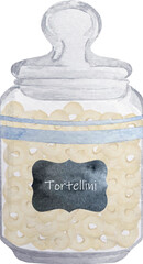Watercolor italian pasta types. Tortellini