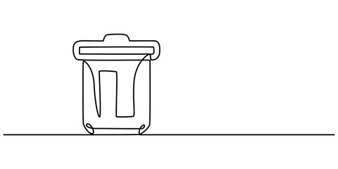 delete icon continuous one line drawing, one line art trash can vector illustration. line art, one continuous line, simple, hand drawn and sketch style. for icons, symbols, signs or logos, trashcan. 
