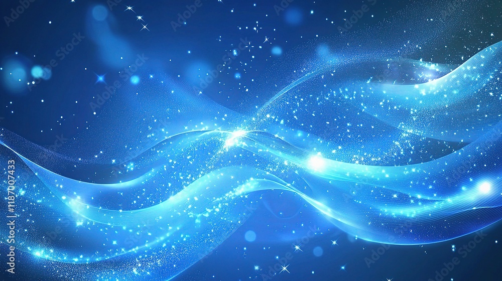 Poster abstract blue background with dots and lines in digital design