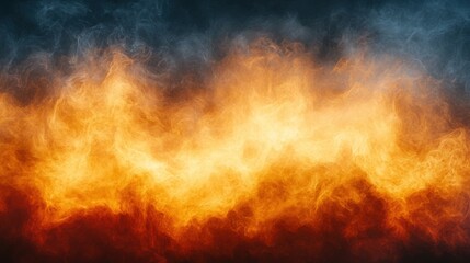 Vibrant Flames and Smoke in Abstract Background of Orange and Blue