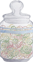 Watercolor italian pasta types. Rotelle pasta