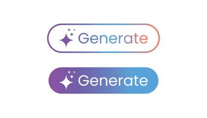 AI Generate Buttons with Spark Icon isolated on white background