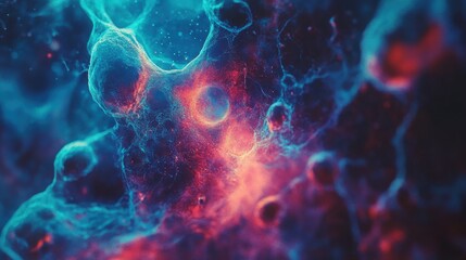 Abstract Colorful Background with Glowing Cells and Textures