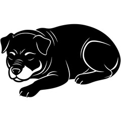 rottweiler Dog Sleeping black silhouette vector,  silhouette Design vector icon with white background	