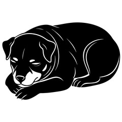 rottweiler Dog Sleeping black silhouette vector,  silhouette Design vector icon with white background	