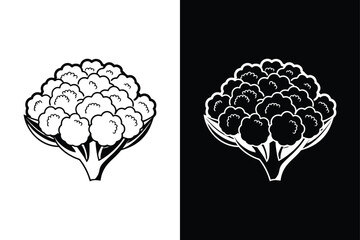 Cauliflower icon vector on White Background ,Vector Art Illustration on white background.