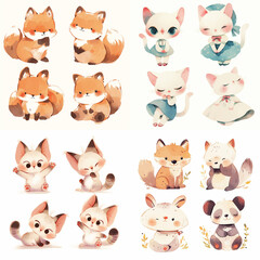 set of funny animals