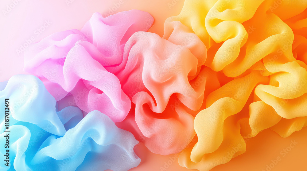 Aufkleber calming blend of soft pastel colors transitioning from blue to pink and yellow, creating serene and 