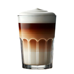 Layered Latte Macchiato in a Clear Glass isolated on a transparent background ☕
