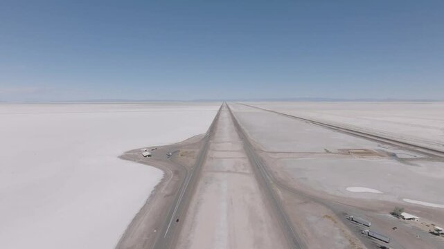 Utah Bonneville Salt Flats Rest Area on I-80 Beautiful White Dry Lake Salt Bed where World Landspeed Records are Held